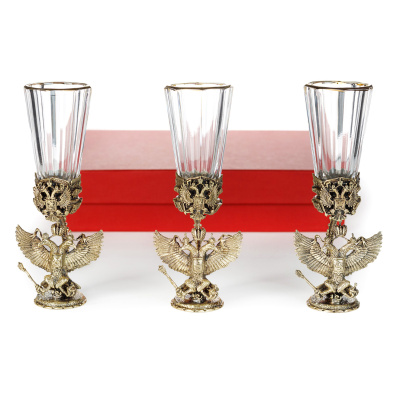 ЛАФИТНИК ДЛЯ ВОДКИ "ГЕРБОВЫЙ №2" ЛАТУННЫЙ 3 ШТ