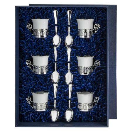 СЕРЕБРЯНЫЕ КОФЕЙНЫЕ ПАРЫ "БОГЕМА" (3 ПАРЫ) – АРГЕНТА