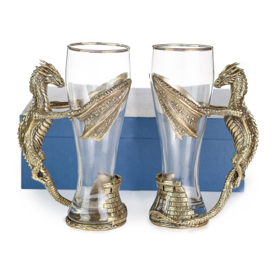 ПИВНОЙ БОКАЛ "ДРАКОН" ЛАТУННЫЙ 2 ШТ