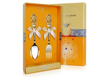 ДЕТСКИЕ СТОЛОВЫЕ ПРИБОРЫ "ДЕВОЧКА" С ПОЗОЛОТОЙ (2 ПРЕДМЕТА) – АРГЕНТА