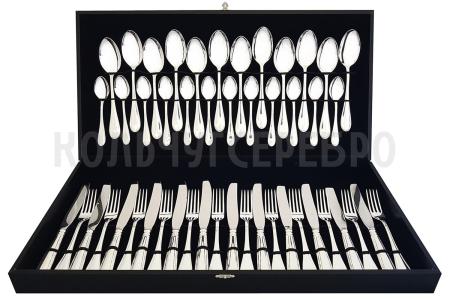 СТОЛОВЫЙ НАБОР ИЗ МЕЛЬХИОРА "КАПЕЛЬКА" (48 ПРЕДМЕТОВ) – КОЛЬЧУГИНСКИЙ МЕЛЬХИОР