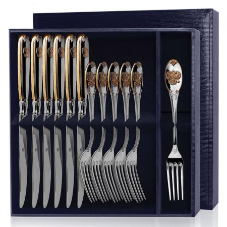 СЕРЕБРЯНЫЙ СТОЛОВЫЙ НАБОР "ЕДИНСТВО" С ПОЗОЛОТОЙ (6 ВИЛОК, 6 НОЖЕЙ) – АРГЕНТА