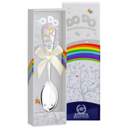 СЕРЕБРЯНАЯ ДЕТСКАЯ ЛОЖКА "КРЕСТИЛЬНАЯ" С РОЗОВОЙ ЭМАЛЬЮ (ДО-ДО) – АРГЕНТА