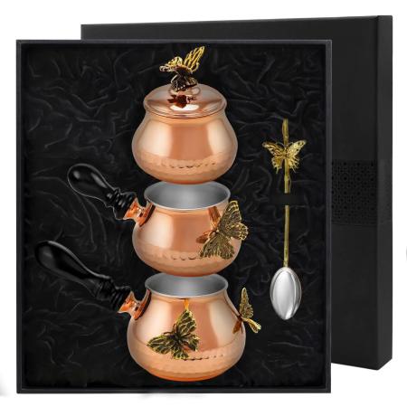 НАБОР ДЛЯ КОФЕ "БАБОЧКИ" КОВАННЫЙ (4 ПРЕДМЕТА) – КОЛЬЧУГИНСКИЙ МЕЛЬХИОР