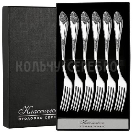 СЕРЕБРЯНЫЙ ДЕСЕРТНЫЙ НАБОР "ДВОРЦОВЫЙ" М-17 С ЧЕРНЕНИЕМ (6 ДЕСЕРТНЫХ ВИЛОК) – ПАВЛОВСКИЙ ЗАВОД