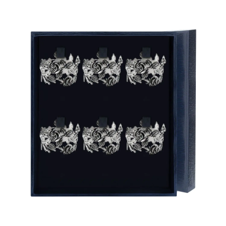 НАБОР СЕРЕБРЯНЫХ КОЛЕЦ ДЛЯ САЛФЕТОК "РОЗАЛИЯ" БОЛЬШИЕ – АРГЕНТА