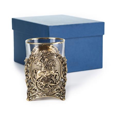 СТАКАН ДЛЯ ВИСКИ "ГЕОРГИЙ ПОБЕДОНОСЕЦ" НОВЫЙ ЛАТУННЫЙ