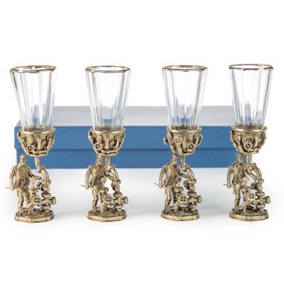 ЛАФИТНИК ДЛЯ ВОДКИ "НЕФТЯНИКИ" ЛАТУННЫЙ 4 ШТ