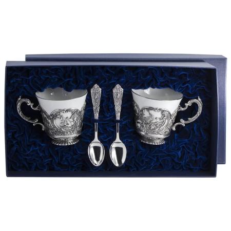 СЕРЕБРЯНАЯ ЧАЙНАЯ ПАРА "КОРОЛЕВСКАЯ ОХОТА" – АРГЕНТА