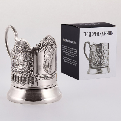 ПОДСТАКАННИК "ОЛИМПИЙСКИЙ МИШКА 2 ГЕРБА СССР" ПОСЕРЕБРЕННЫЙ – КОЛЬЧУГИНСКИЙ МЕЛЬХИОР