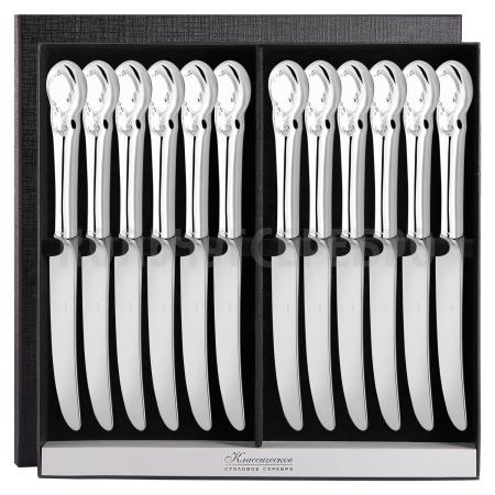 СЕРЕБРЯНЫЙ СТОЛОВЫЙ НАБОР "ВЕНЕЦИЯ" (12 СТОЛОВЫХ НОЖЕЙ) - СЕВЕРНАЯ ЧЕРНЬ