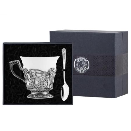 НАБОР ДЛЯ ЧАЯ "ЛЕСНАЯ ФЕЯ" С ЧЕРНЕНИЕМ – КОЛЬЧУГИНСКИЙ МЕЛЬХИОР