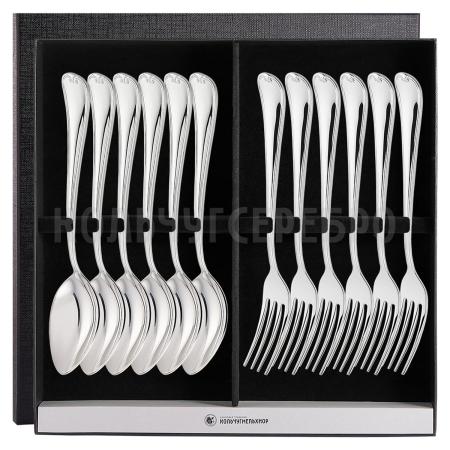 СТОЛОВЫЙ НАБОР ИЗ МЕЛЬХИОРА "ГРАЦИЯ" №8 (6 ВИЛОК, 6 ЛОЖЕК) – МСТЕРСКИЙ ЮВЕЛИР