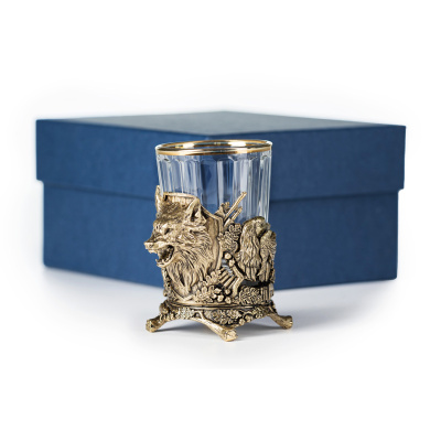 СТОПКА "ОХОТА-ВОЛК" ТРОФЕЙНАЯ ЛАТУННАЯ