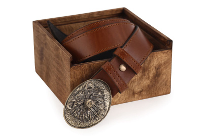 КОЖАНЫЙ РЕМЕНЬ "МЕДВЕДЬ VIP" РЫЖИЙ