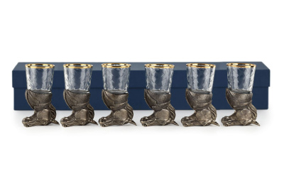 ЧАРКИ "ЛОШАДЬ" ЛАТУННЫЙ (СТОПКИ ПЕРЕВЁРТЫШИ) 6 шт.