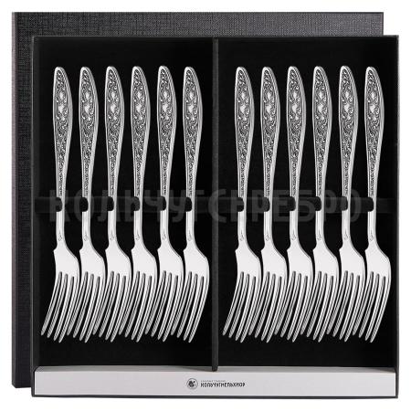 СТОЛОВЫЙ НАБОР ИЗ МЕЛЬХИОРА "МОРОЗКО" (12 ВИЛОК) – КОЛЬЧУГИНСКИЙ МЕЛЬХИОР