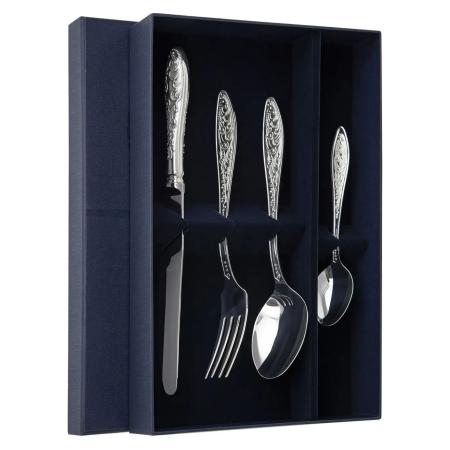 СЕРЕБРЯНЫЙ ДЕСЕРТНЫЙ НАБОР "МОРОЗКО" (4 ПРЕДМЕТА) – АРГЕНТА