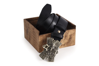 КОЖАНЫЙ РЕМЕНЬ "СКРУДЖ" ЧЕРНЫЙ