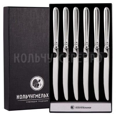 СТОЛОВЫЙ НАБОР ИЗ МЕЛЬХИОРА "КАПЕЛЬКА" (6 НОЖЕЙ) – КОЛЬЧУГИНСКИЙ МЕЛЬХИОР
