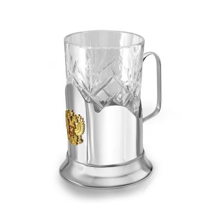 СЕРЕБРЯНЫЙ ПОДСТАКАННИК "ОТЕЧЕСТВО" С ПОЗОЛОТОЙ – КРАСНАЯ ПРЕСНЯ