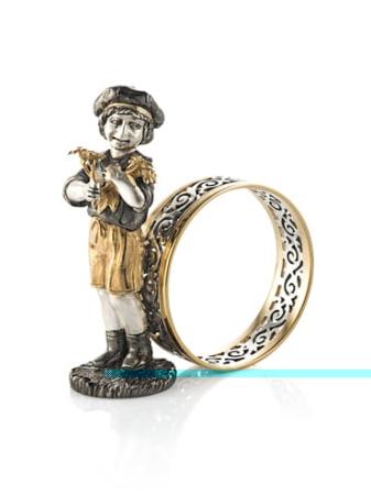 СЕРЕБРЯНОЕ КОЛЬЦО ДЛЯ САЛФЕТОК "РОМАШКА" (МАЛЬЧИК) – АЛЬТМАСТЕР