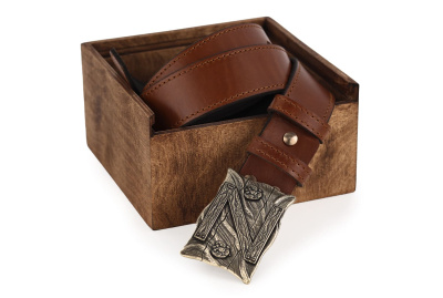 КОЖАНЫЙ РЕМЕНЬ "РОССИЙСКАЯ АРМИЯ Z" РЫЖИЙ