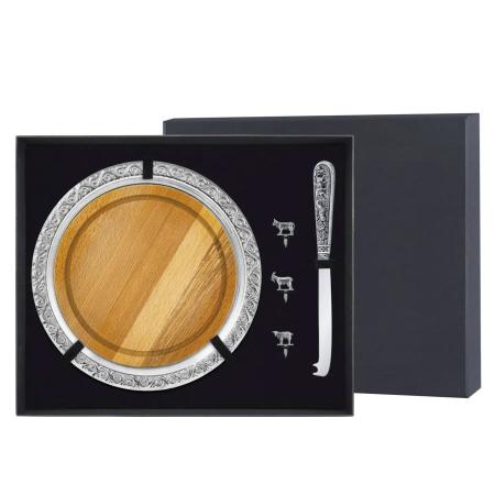 НАБОР ДЛЯ СЫРА "ЛОСЬ" С ПОДНОСОМ – КОЛЬЧУГИНСКИЙ МЕЛЬХИОР