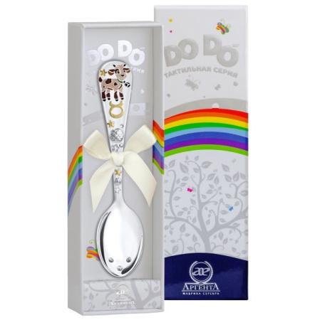 СЕРЕБРЯНАЯ ДЕТСКАЯ ЛОЖКА "ЗОДИАК-ТЕЛЕЦ" С ПОЗОЛОТОЙ И ЭМАЛЬЮ (ДО-ДО) – АРГЕНТА