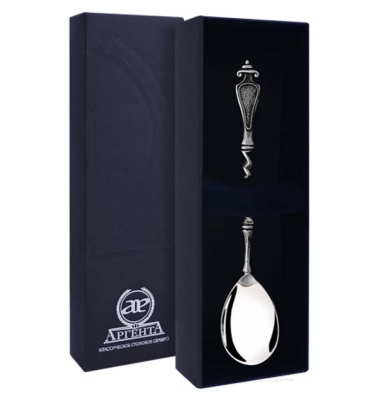 СЕРЕБРЯНАЯ ЧАЙНАЯ ЛОЖКА "ВИТАЯ" С ЧЕРНЕНИЕМ – АРГЕНТА