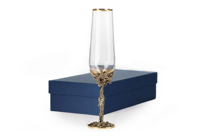 БОКАЛ ДЛЯ ШАМПАНСКОГО "ВИНОГРАДНАЯ ЛОЗА" ЛАТУННЫЙ