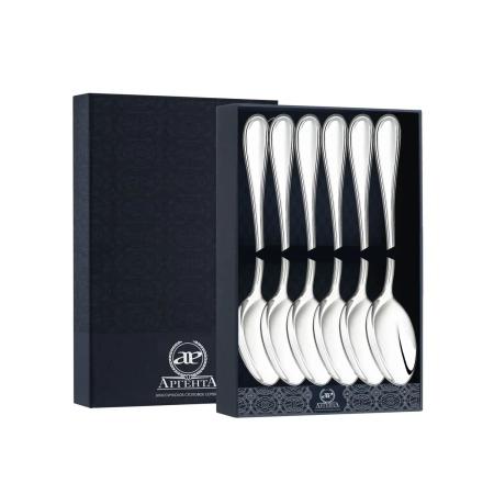 СЕРЕБРЯНЫЙ СТОЛОВЫЙ НАБОР "КАПЕЛЬКА" (6 ЧАЙНЫХ ЛОЖЕК) – АРГЕНТА