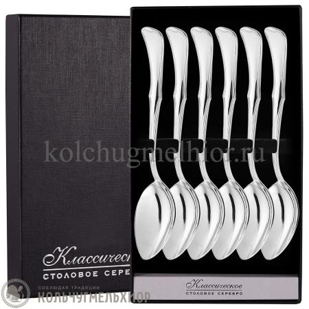 СЕРЕБРЯНЫЙ ДЕСЕРТНЫЙ НАБОР "ОКЕАН" №14 (6 ДЕСЕРТНЫХ ЛОЖЕК) - МСТЕРСКИЙ ЮВЕЛИР