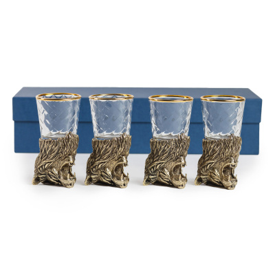 ЧАРКА "ЛЕВ" ЛАТУННАЯ (СТОПКА ПЕРЕВЁРТЫШ) 4 ШТ