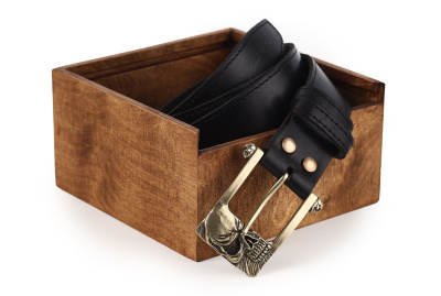 КОЖАНЫЙ РЕМЕНЬ "ЧЕРЕП 2" ЧЕРНЫЙ