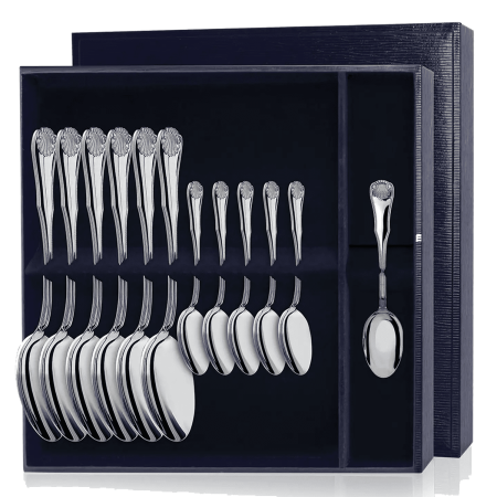 СЕРЕБРЯНЫЙ СТОЛОВЫЙ НАБОР "ВИЗИТ" (6 СТОЛОВЫХ, 6 ЧАЙНЫХ) – АРГЕНТА