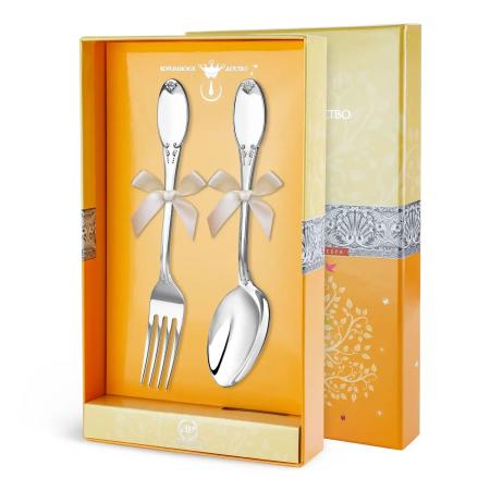 СЕРЕБРЯНЫЙ ДЕСЕРТНЫЙ (ДЕТСКИЙ) НАБОР "ГЛАДКИЙ" (2 ПРЕДМЕТА) – АРГЕНТА