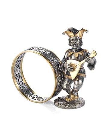 СЕРЕБРЯНОЕ КОЛЬЦО ДЛЯ САЛФЕТОК "СКОМОРОХ С БАЛАЛАЙКОЙ" – АЛЬТМАСТЕР