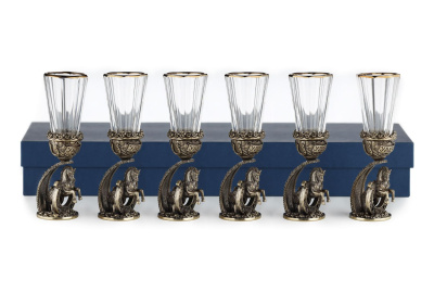 ЛАФИТНИК ДЛЯ ВОДКИ "НА УДАЧУ" ЛАТУННЫЙ 6 ШТ.