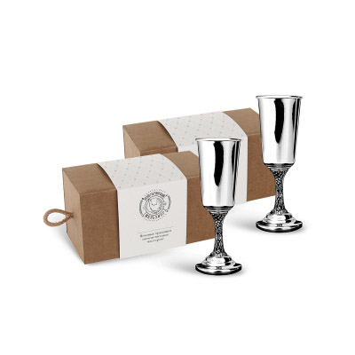 НАБОР РЮМОК "ВИНОГРАД" ПОСЕРЕБРЕННЫЙ С ЧЕРНЕНИЕМ (2 ШТУКИ) – КОЛЬЧУГИНСКИЙ МЕЛЬХИОР