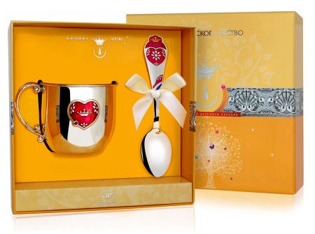 ДЕТСКАЯ КРУЖКА С ЛОЖКОЙ "СЕРДЕЧКО" КД – АРГЕНТА