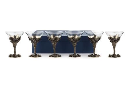 БОКАЛ ДЛЯ МАРТИНИ "ЦВЕТОК" ЛАТУННЫЙ 6 ШТ.