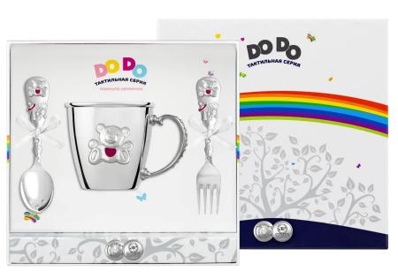 ДЕТСКИЙ НАБОР "МИШКА" РОЗ. (КРУЖКА, ЛОЖКА, ВИЛКА)