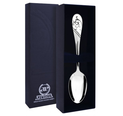 СЕРЕБРЯНАЯ ЧАЙНАЯ ЛОЖКА "КРУЖЕВНЫЕ УЗОРЫ" С БЕЛОЙ ЭМАЛЬЮ – АРГЕНТА