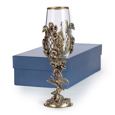 БОКАЛ ДЛЯ ШАМПАНСКОГО "ЦВЕТОЧНАЯ ФАНТАЗИЯ" ЛАТУННЫЙ