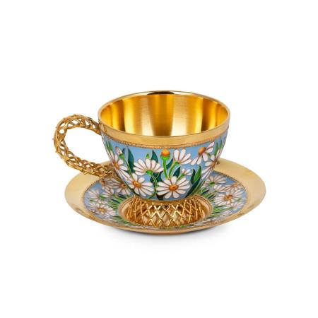 СЕРЕБРЯНЫЙ КОФЕЙНЫЙ НАБОР "ЛЮБИТ-НЕ ЛЮБИТ" – РУССКИЕ САМОЦВЕТЫ