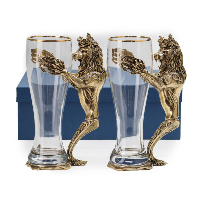 ПИВНОЙ БОКАЛ "ЛЕВ" ЛАТУННЫЙ (2 ШТ)