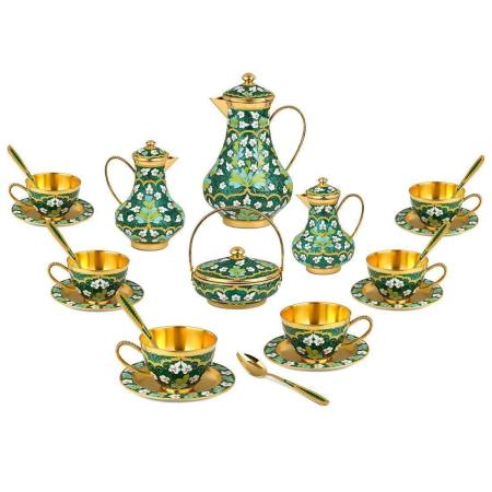 СЕРЕБРЯНЫЙ КОФЕЙНЫЙ НАБОР АРТ.33001  – РУССКИЕ САМОЦВЕТЫ