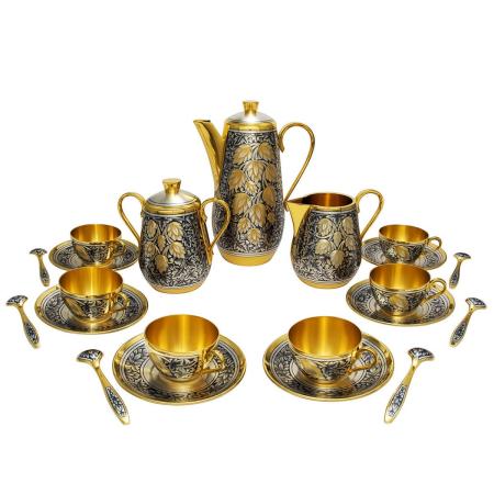 СЕРЕБРЯНЫЙ КОФЕЙНЫЙ НАБОР "ХМЕЛЬ 3" (21 ПРЕДМЕТ) – СЕВЕРНАЯ ЧЕРНЬ