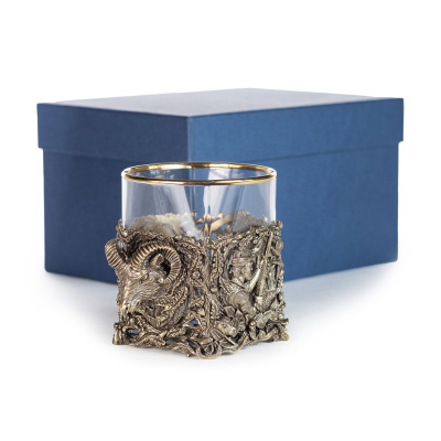 СТАКАН ДЛЯ ВИСКИ "РУССКИЙ ЛЕС - БАРАН" ЛАТУННЫЙ